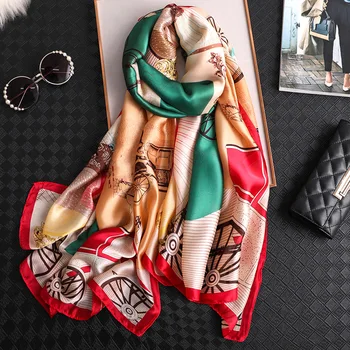 Prabangos prekės ženklo dizainerė šilko skara moterų mados spausdinti pashmina ponios skaros ir apsiaustas minkštas ilgai pashmina femme hijab foulard