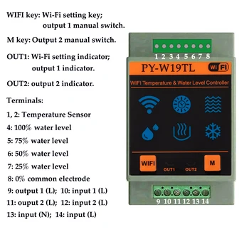 Pymeter PY-W19TL WIFI Termostatas Temperatūros ir Vandens Lygio Reguliatorius Pastovios Temperatūros papildymo vandens termometras wifi