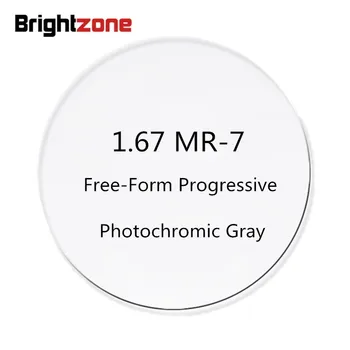 1.67 MR-7 Aukštas rodiklis Super Plonas Laisvos Formos Palaipsniui Photochromic Pilka No-line AR Optinis Recepto Akiniai Aišku, Lęšiai