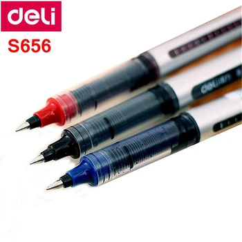 12PCS/DAUG Deli S656 Tiesiogiai skysčio tipo gelio rašiklis roller ball pen gelio rašalo rašiklis 0,5 mm 3 spalvos pasirinktinai Kinijos top brand Deli
