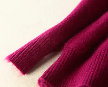 2018 m. Rudens Naujų Moteriškų Kašmyro Megztiniai MInk Kašmyro megztinis (Puloveris) žiemos ilgomis rankovėmis Viršų Mados Visas rungtynes, Megzti