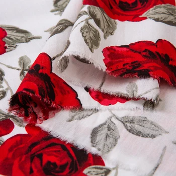2019 NAUJAS Medvilnės audinys, aukštos kokybės šviežios Raudonos rožės spausdinimo Ruoželiniu plonas Audinys 