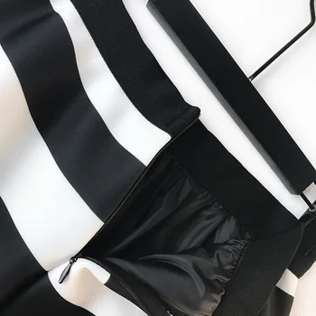 2020 M. Pavasarį Naują Atvykimo Europos Hepburn Stiliaus Vintage Sijonas Black & White Stripe Ponios Sijonai Elegantiškas Midi Sijonas Nemokamai Shippin