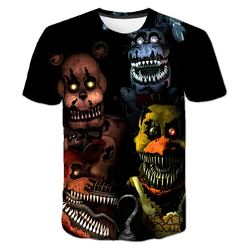 2020 naujas vasaros animacinių filmų FNAT marškinėliai berniukams spausdinti Penkias Naktis Freddys marškinėliai Bonnie Lady Fredis Lokys vasaros drabužių
