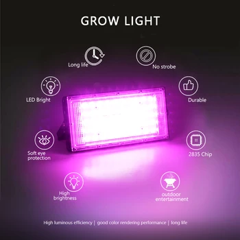 2vnt/daug 50W LED Grow Light Visą Spektrą 220V Phytolamp Visą Asortimentą, LED Lempos Augalams SMD 2835 Augimo Gėlių svogūnėlių Patalpų Sodas