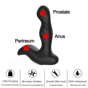 3*10 Geriausiai parduodamas silikoninis analinis sekso žaislas vandeniui sukasi ir vibruoja vibratorius namų prostatos massager