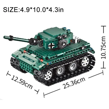 313 Vnt Plytų Cada RC Tiger Tank įranga, biuro įranga, Automobilių Blokai Berniukas Gimtadienio, Kalėdų Dovanos Vaikams Nuotolinio Valdymo Žaislai Vaikams