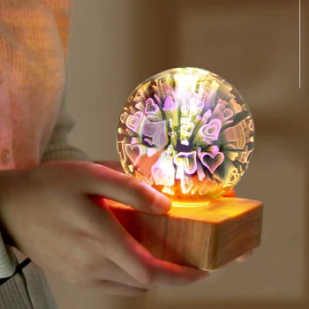 3D Fejerverkų Nakties Šviesos USB Power Stiklo Kamuolys Žvaigždėtas Dangus 4W šviesos Magija Krištolo Rutulį Dekoratyvinės Lempos Spalvinga Kalėdų Dovana