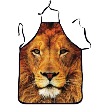 3D Juokinga Prijuostės Gyvūnų liūtas Modelis Virtuvės Prijuostė Vakarienę Virimo Prijuostė Cozinha Tablier Virtuvė Pinafore Suaugusiems Vaikams