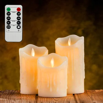 3pcs LED Žvakė Flameless Mirgėjimas Elektros Parafinas Su Nuotolinio Puikus Nakties Šviesos Namų Puošybai Vestuves Prekes