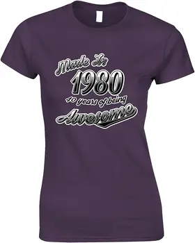 40 Gimtadienio Moterų Marškinėlius priimta 1980 40 Metų Awesome Naujų Vasaros Cool T-Shirt 2020 Grynos Medvilnės Apvalios Kaklo Tee