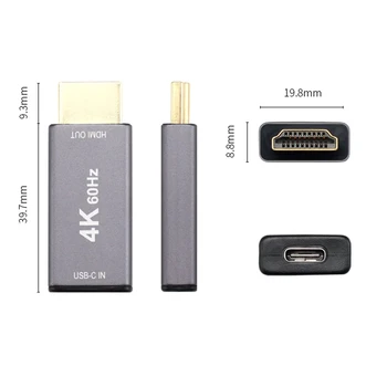 4K@60Hz USB C iki HDMI Moterų ir Vyrų Adapteris Keitiklis Su Tipas-c 4K PD vaizdo kabelį, skirtą 
