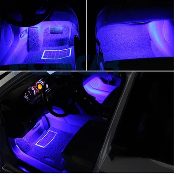 4pcs Automobilių RGB LED Juostelės Šviesos Spalvų Dekoratyviniais Atmosfera Lempos Auto RGB Kelias Aukšte Lengvojo Automobilio Salono Lemputė Su Nuotolinio 12V