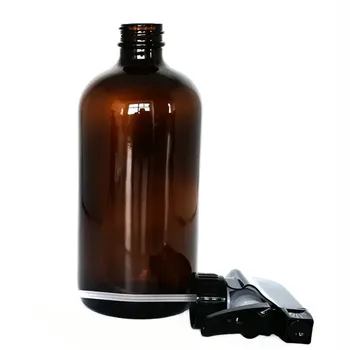 500ml Didelis Tuščias 16 Oz Gintaro spalvos Stiklo buteliukas su juoda sukelti rūkas purškimo srautas saugojimo dangtelis eterinio aliejaus valymo produktas