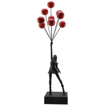 6colors 57cm Skraidantis Balionas Mergina Statulos Banksy Meno Skulptūra Dervos Amatų Namų Puošybai Aksesuarai Dovanos juoda balta raudona aukso