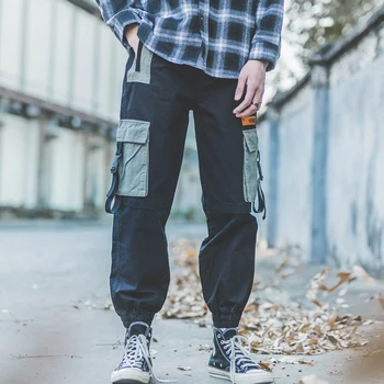 Aelfric Eden 2019 Multi-kišenės, Prisiūta Hip-Hop Harajuku Krovinių Kelnės Atsitiktinis Kratinys Jaukus Sweatpants Visas Ilgis Streetwear