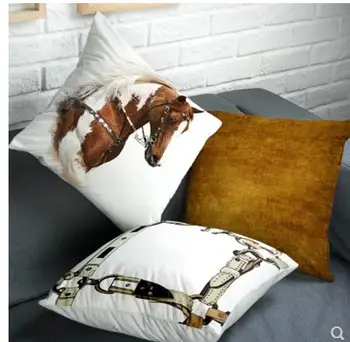 American retro stiliaus aksomo pagalvėlės dangtis užvalkalas arklių spausdinti juosmens pagalvę padengti