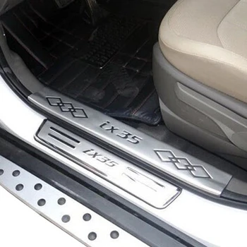 Automobilių stiliaus nerūdijančio plieno vidinis+už Durų slenksčių nusitrinti plokštė automobilio pedalą sveiki pedalą, skirta Hyundai iX35,automobilių accessor