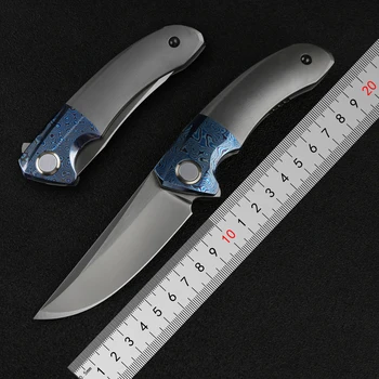 Begalinis Charlie Suomis Flipper sulankstomas peilis m390 peiliukų titano damask + titano lydinio rankena (kempingas, lauko išgyvenimo EDC įrankis
