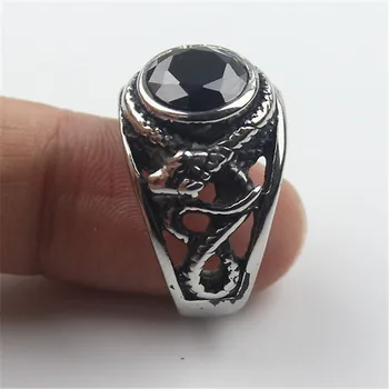 Black Cz Kristalų Perlas Gyvatė Mados Vyrų 316L Nerūdijančio Plieno Dviratininkas Žiedas vyriški Papuošalai