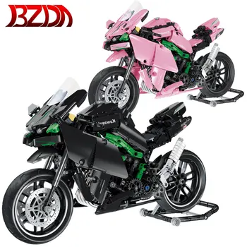 BZDA Miesto įrangos pardavimas, biuro įrangos H2R Super Variklis Motociklo Kūrėjas Statyba Blokai, Automobilių Motociklo Modelis Plytų Žaislai Kalėdų Dovana