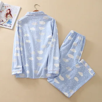 BZEL Pižama Rinkiniai, Pavasarį, Rudenį Blue Cloud Moterys ilgomis Rankovėmis Sleepwear Kostiumas Namo, Moteris Dovaną Moterų Homewear Pijama Mujer Femme