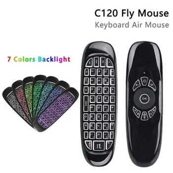 C120 RGB 7 Backlight Skristi Oro Mouse Belaidė Klaviatūra su foniniu Apšvietimu G64 Įkrovimo 2.4 G Smart Remote Control 