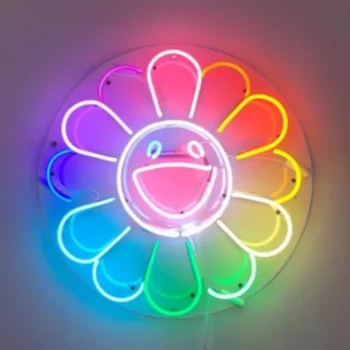 Custom Smiley Sun Flower Stiklo Neoninės Šviesos Ženklas, Alaus Baras