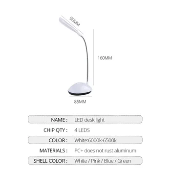 EeeToo 4LED Lanksčiai Reguliuojamas Portable LED Stalo Lempa, Vaikų Akių Apsauga Studentų Studijų Skaitymo LED stalinės Lempos, Miegamojo