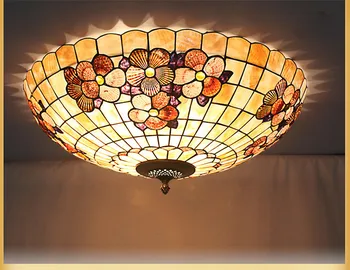 Europos shell Viduržemio Jūros sielovados Tiffany Lubų Šviesos luminaria teto Lubų Lempos vidaus Apdaila