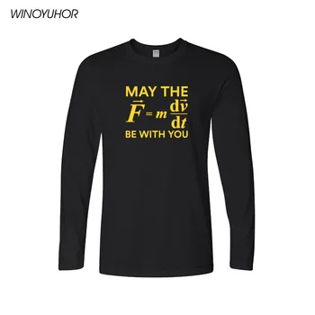 Gegužės F=mdv/DT) Būti su Jumis T Marškinėliai Vyrams Juokingi Fizikos Mokslo Marškinėliai Atsitiktinis ilgomis Rankovėmis Geeks Tees Camisetas Hombre