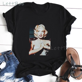 Gražus Marilyn Monroe Vasarą Moterys T Shirt Cool Tees Viršūnes Harajuku Kpop moteriški marškinėliai Derliaus Estetinės Moteris Tshirts 2020 m.