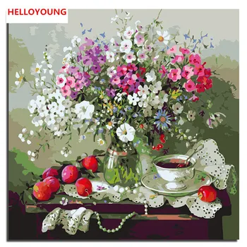Gėlės žiedų Skaitmeninės Tapybos Handpainted Aliejaus Tapybos numeriai tapybos kinų pažymėkite paveikslų Namų Puošybai