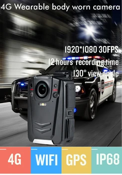 HD 1080P Daugiafunkcinis Kūno Nešiojama infraraudonųjų SPINDULIŲ Naktinio Matymo Kamera Paramos 4G WI-fi, GPS su Ambarella A12 lustas