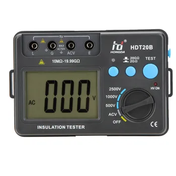 HD HDT20B Izoliacijos Varža Testeris, Matuoklis Megohmmeter Voltmeter 2500V w/ LCD Apšvietimas