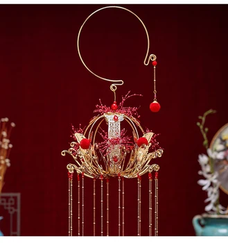 HIMSTORY Kinų Stiliaus Nešiojamų Raudonųjų Žibintų CostumeWedding Nuotaka Ilgai Kutas senovės, turintis Gėlių Puokštė Vestuvių Priedai