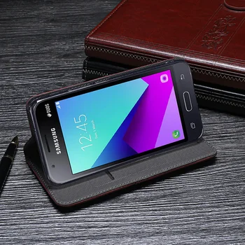 IDEWEI Samsung Galaxy J1 Mini Premjero Padengti Prabangus Odinis Flip Case For J1 Mini Premjero Apsauginis Telefono dėklas Retro Galinį Dangtelį