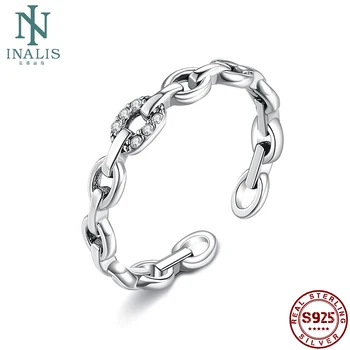 INALIS 925 Sterling Silver Atidarymas: Geometrinis Grandinės Žiedas Moterims Kubinis Cirkonis Moterų Piršto Žiedai, Vestuvių Pareiškimą Papuošalai