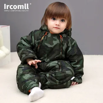 Ircomll 2019 Naujagimiams Kūdikiams Žiemą Storas šiltas Kid Baby Mergaitės Berniukai Kūdikių Drabužiai Camo Gėlių Gobtuvu Jumpsuit Vaikai Outwear