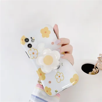 JAMULAR Korėja 3D Gėlių Grip Laikiklis Case Cover For iphone XR 11 Pro XS MAX X 7 8 Plius Stovi Minkštas DTD Telefono Coque Gėlių Slim Krepšys