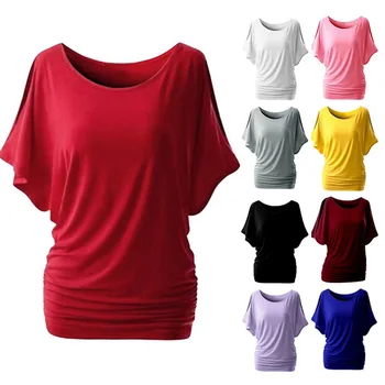 JODIMITTY 2020 Moterų Atsitiktinis Vasaros T-Shirt Batwing Trumpas Rankovės Prarasti Viršuje Basic Tee Moterų Plius Dydis Pagrindinio Tunika camisas mujer