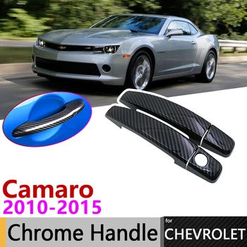 Juodos spalvos Anglies Pluošto Durų Rankena Padengti Chevrolet Camaro 2010~2011 2012 2013 Automobilių Reikmenys Lipdukai Apdaila Nustatyti 