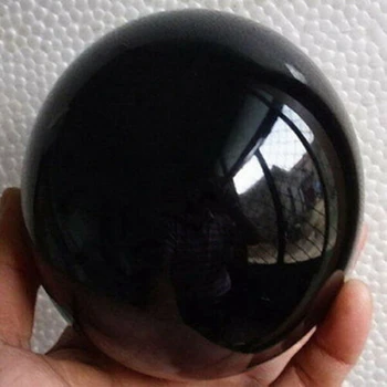 LBER 80MM Natūralus Juodas Obsidianas Srityje Didelių Krištolo Rutulį Gydymo Akmuo su Bazės