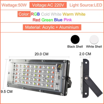 LED Potvynių Šviesos 50W RGB Led Prožektorius Nuotolinio valdymo COB (chip LED Lempą AC 220V 240V vandeniui IP65 lauko Apšvietimas