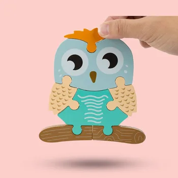 Mediniai Žaislai Vaikams 3D Galvosūkiai Animacinių filmų Įspūdį automobilių Eismo Gyvūnų Dėlionės Žvalgybos Vaikai Ankstyvojo Ugdymo Dovana Kūdikio Žaislas