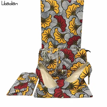 Mielas Ankara vaškas spaudinių gėlių modelio moterų rankinės atitikimo Pažymėjo tne aukšto kulno batų karšto pardavimo batai rinkiniai 36-43