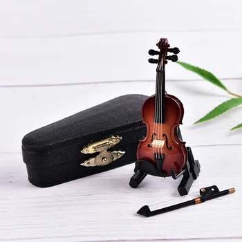 Mini Smuiku, Gitara Patobulinta Versija Su Paramos Miniatiūriniai Medinių Muzikos Instrumentų Kolekcija Dekoratyviniai Papuošalai Modelis