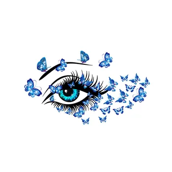 Mėlyna gražuolė, akys ir drugeliai Siena Lipdukas Gyvenimo kambario, miegamasis papuošalai tapetai, Freskos Nuimamas PVC lipdukai, meno, lipdukai