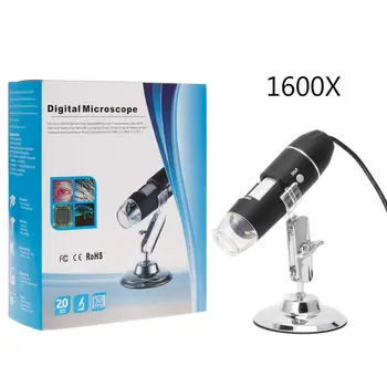 Naujas 1600X USB Skaitmeninis Mikroskopas su Kamera Endoskopą 8LED didinamasis stiklas su Metalo Stovas