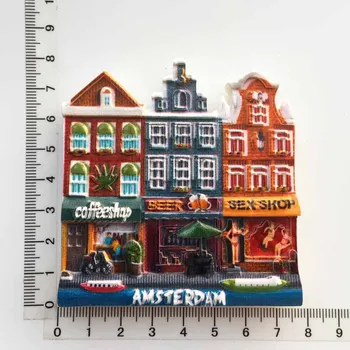 Nyderlandai Amsterdamas 3D Atspausdintas Amatų Magnetinio Šaldytuvas Lipdukai Dervos Kraštovaizdžio Turizmo Suvenyras, Dovana, Šaldytuvas Magnetai